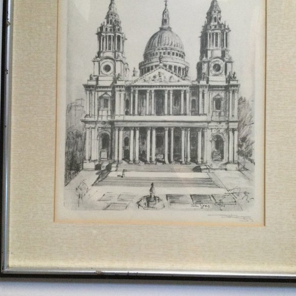John Gray lithography print pencil signed vintage framed London tower - Picture 4 of 5